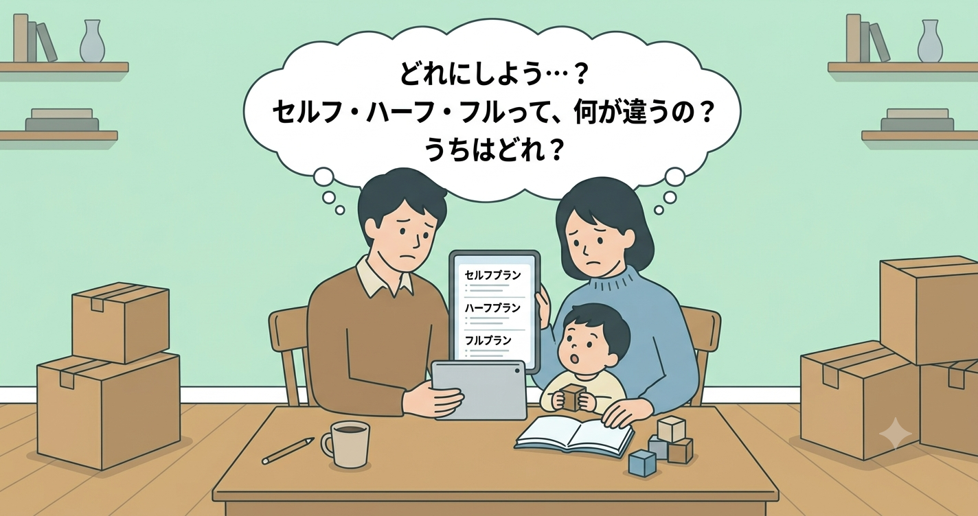 日通の家族引越しセルフ・ハーフ・フルプラン比較イメージ