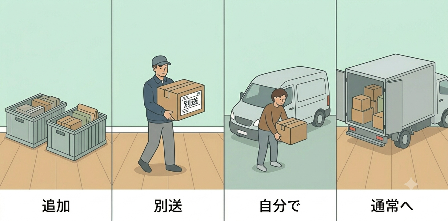 単身パックに入りきらない時の4つの対処法(追加・別送・自分で・通常へ)