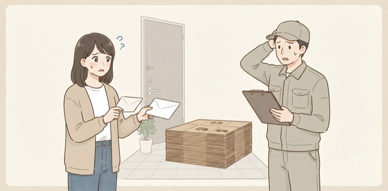 段ボール代を請求されて業者と話し合う場面