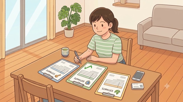 見積書を見比べて対応の良い業者を選ぶ人